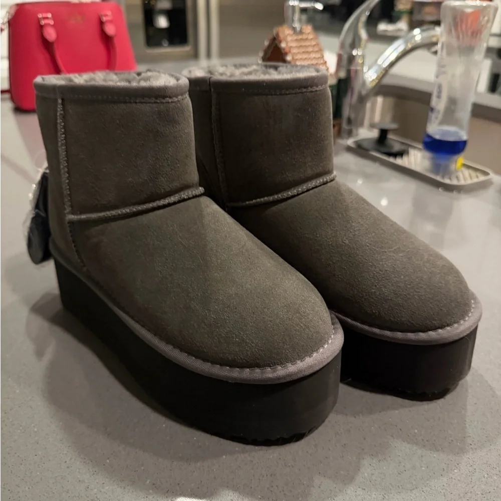 Women's Gray Platform Ankle Boots